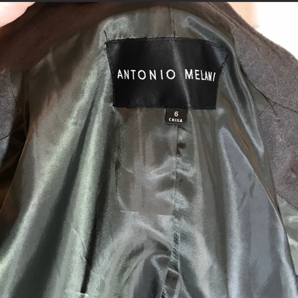 ANTONIO MELANI Charcoal Green Wool Peacoat - Picture 6 of 6